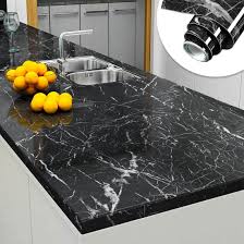 pack of 2 sheets  Self Adhesive Black & White Marble Sheet for Kitchen | Anti Oil & Heat Resistant